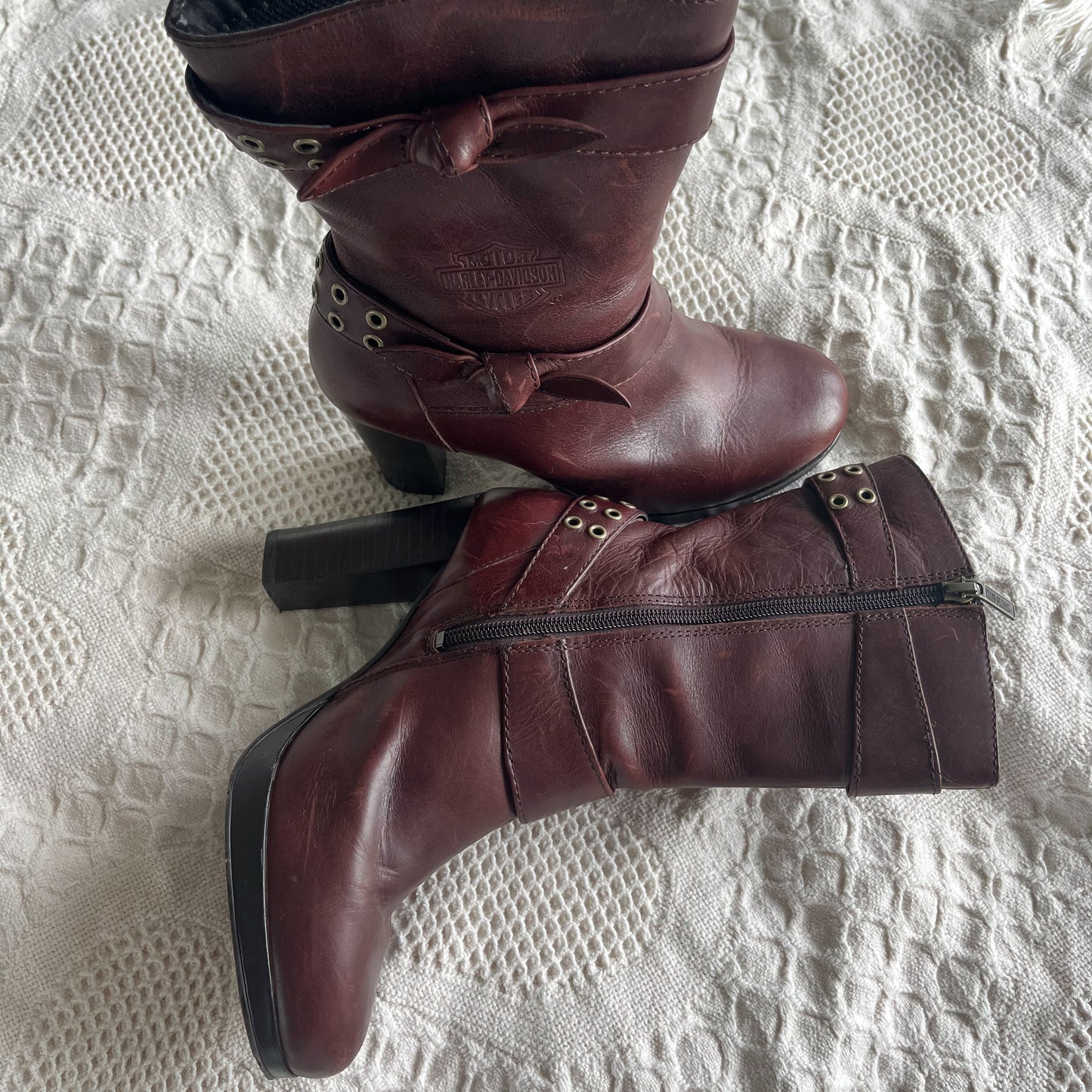 Harley Davidson leather heeled boots - SZ US 7.5