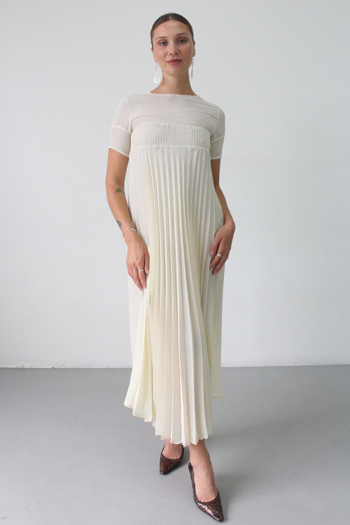 40s sheer maxi slip dress - SZ S