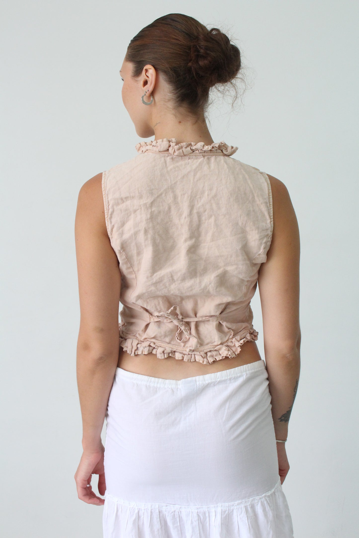 90s button down cotton vest top - SZ S/M