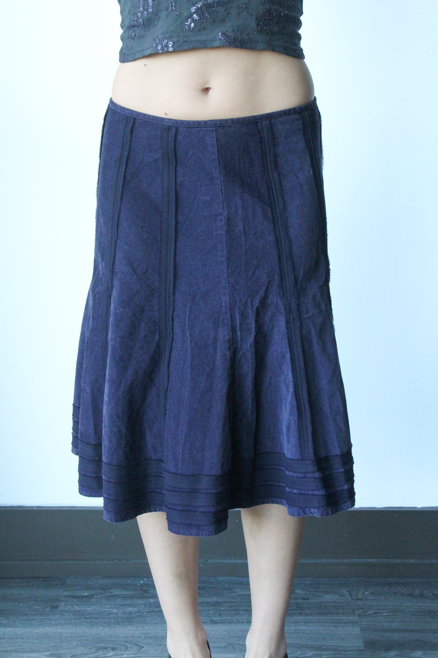 purple corduroy patchwork midi skirt - SZ S/M