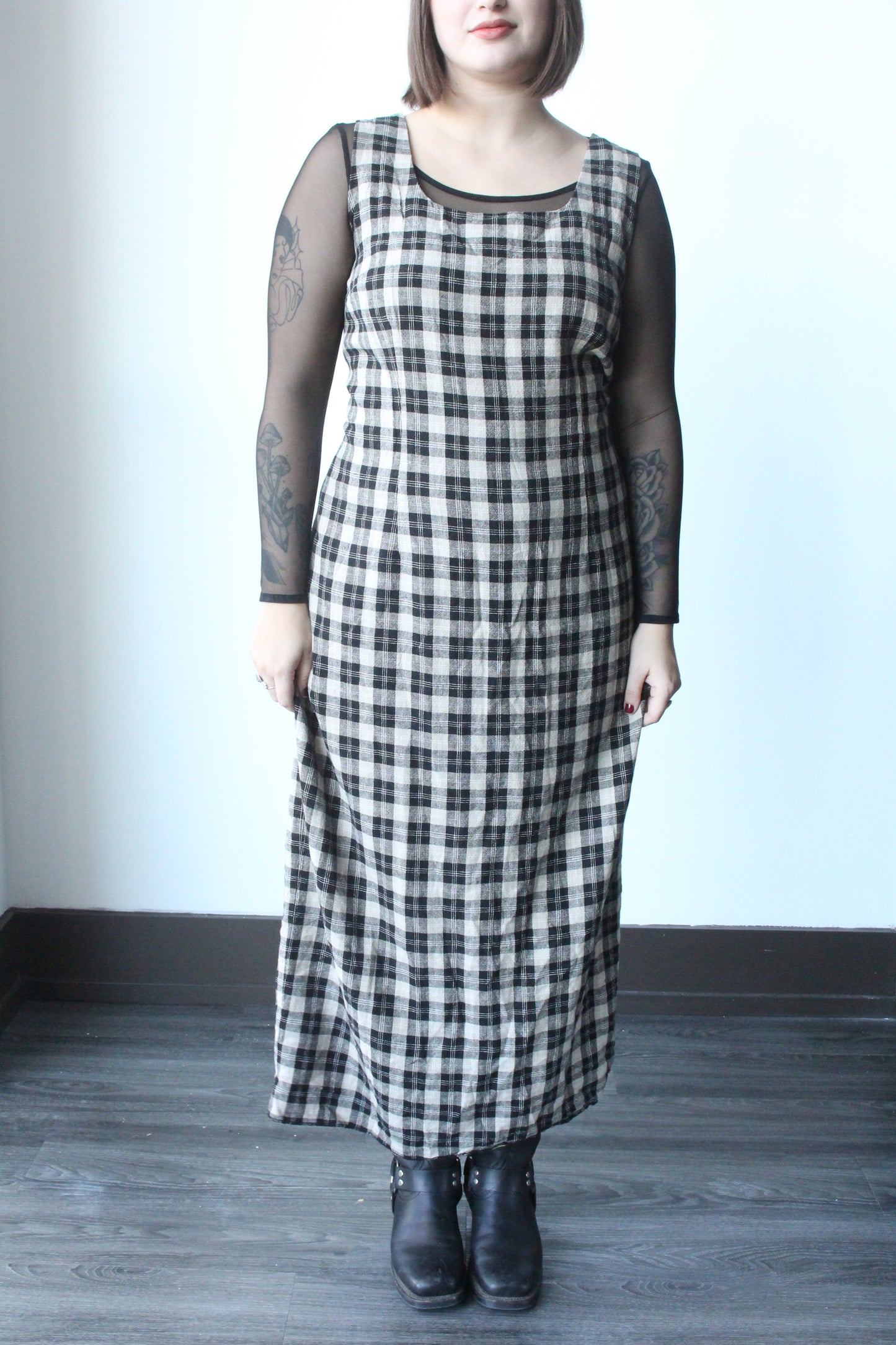 black & white plaid maxi dress - 2XL