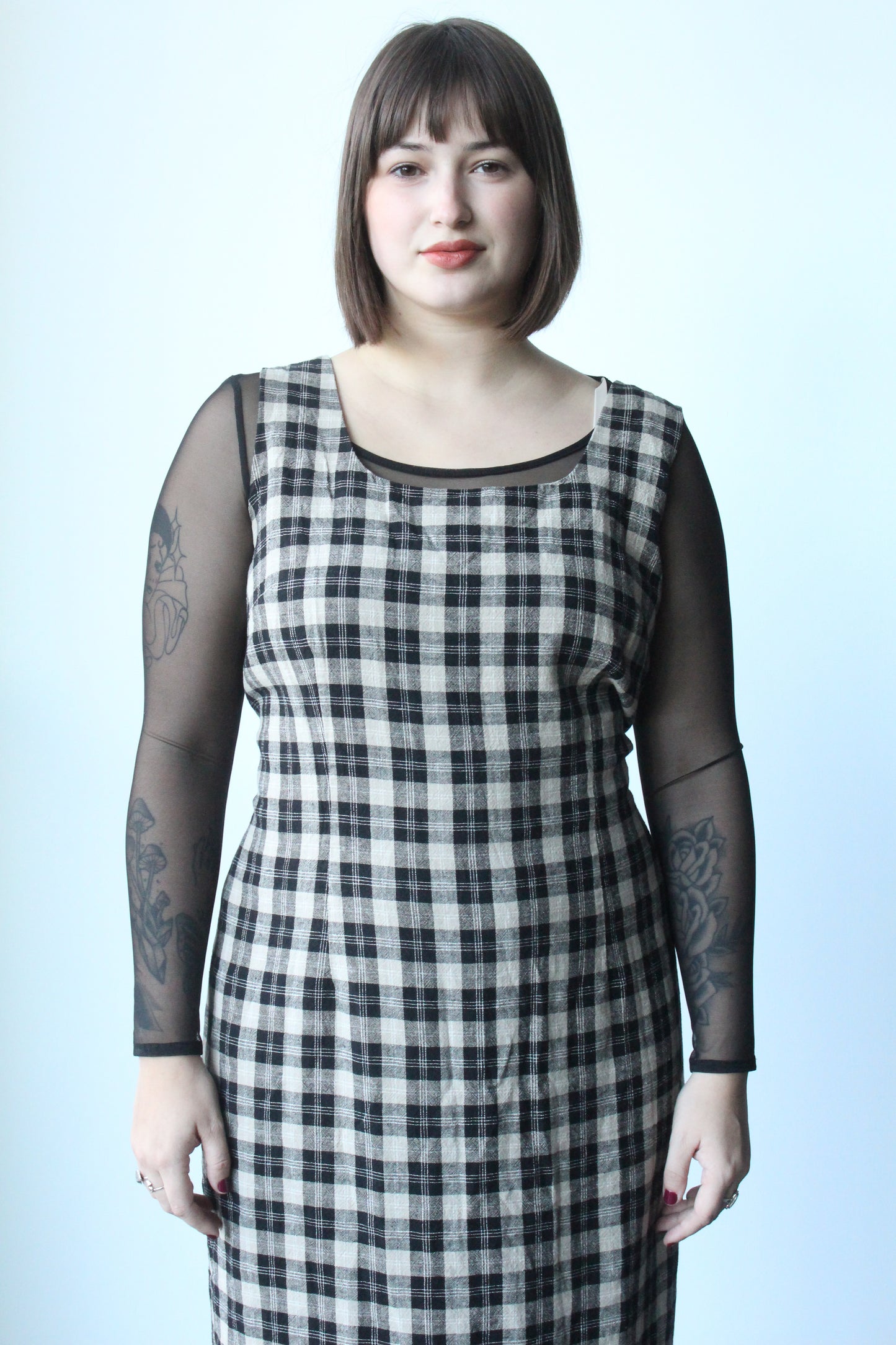 black & white plaid maxi dress - 2XL