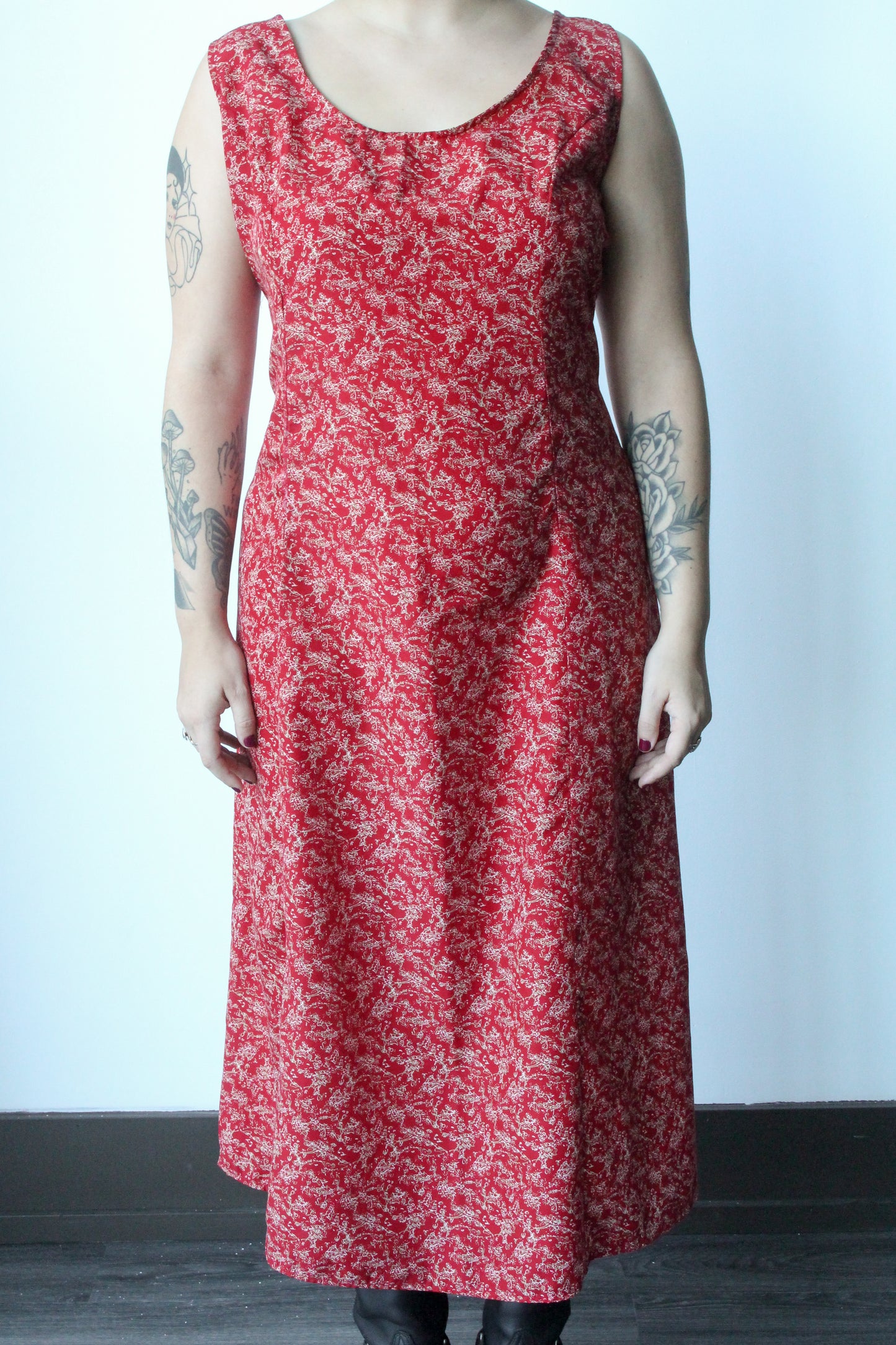 red floral maxi dress - 2XL