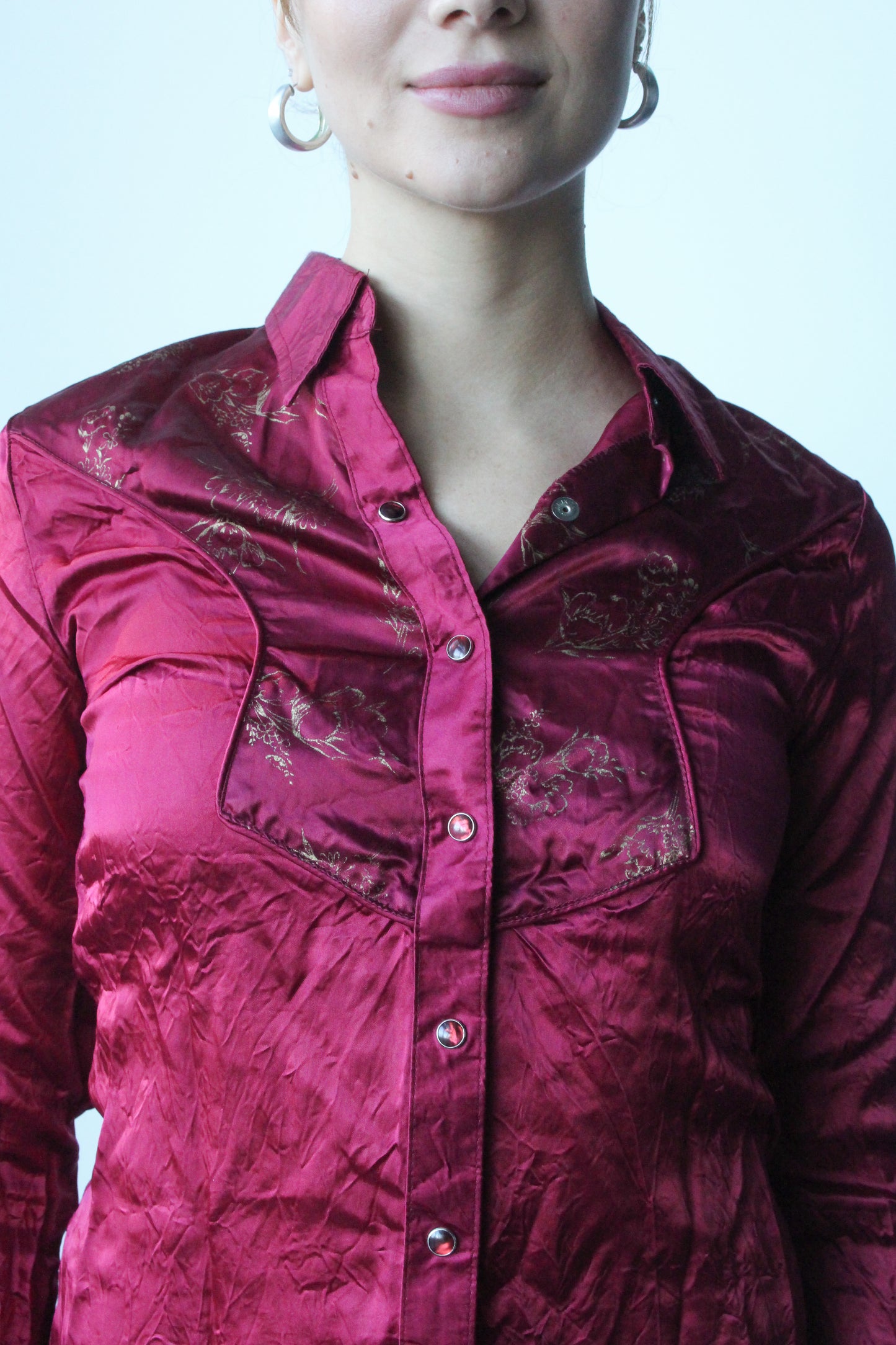 burgundy wrangler western button down - SZ S