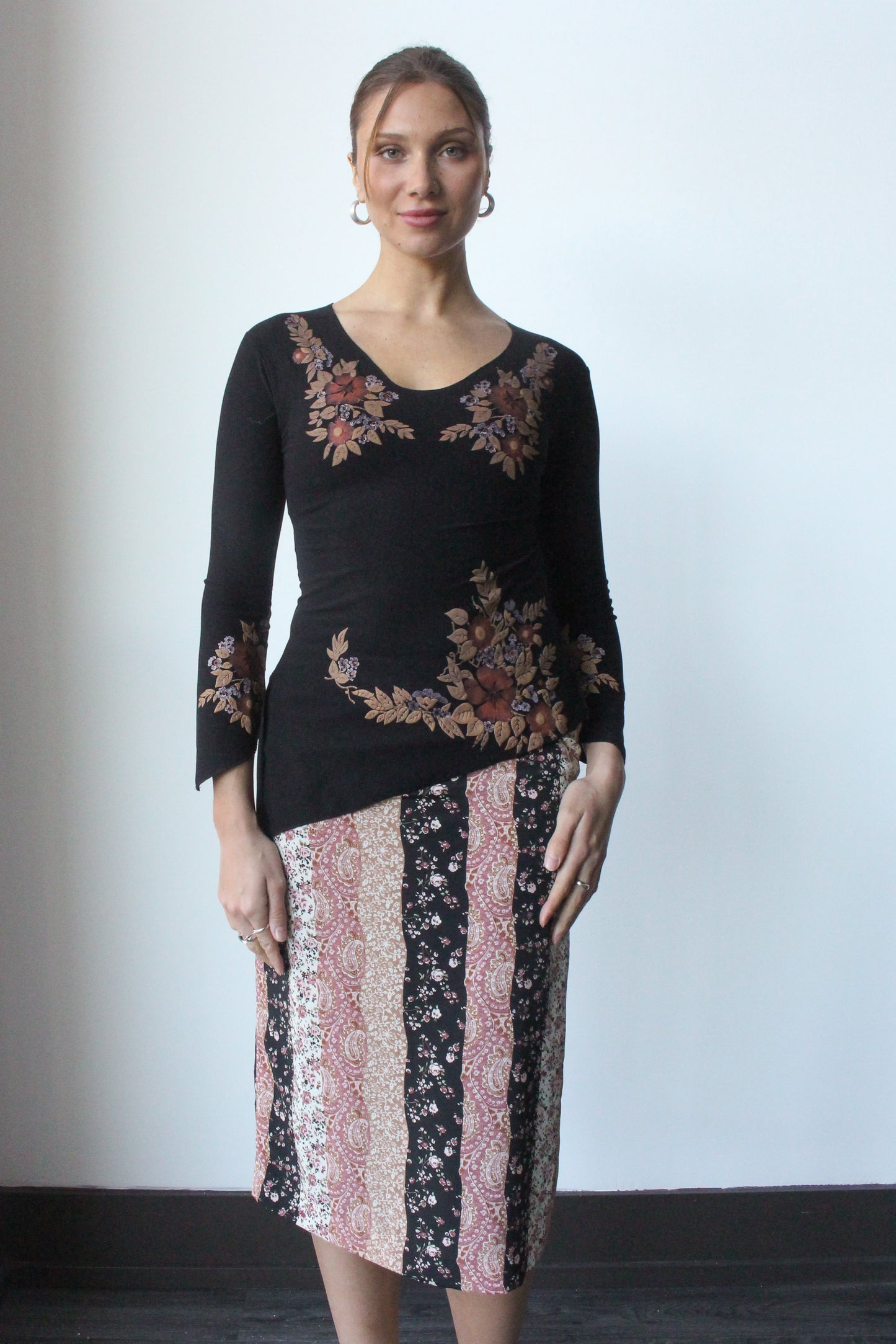 asymmetric floral long sleeve - SZ S