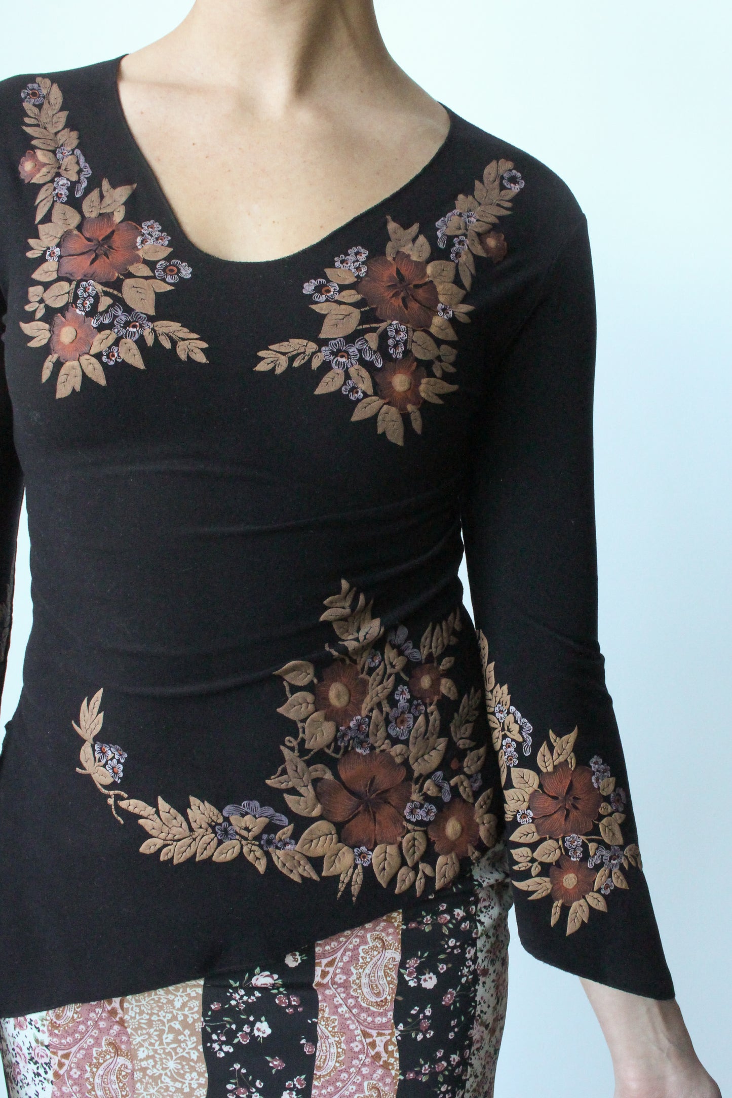 asymmetric floral long sleeve - SZ S