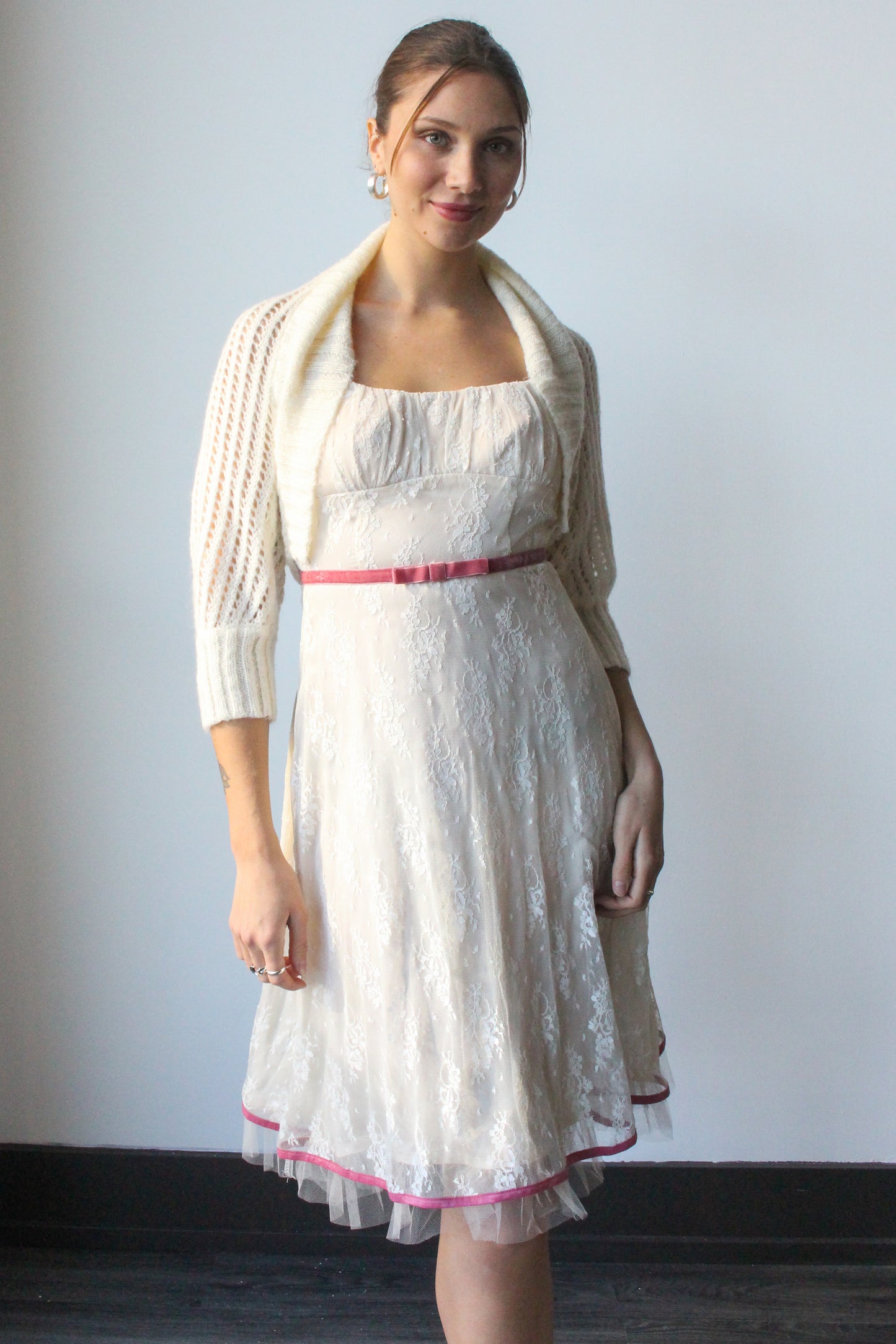 ivory knit bollero cardigan - SZ M