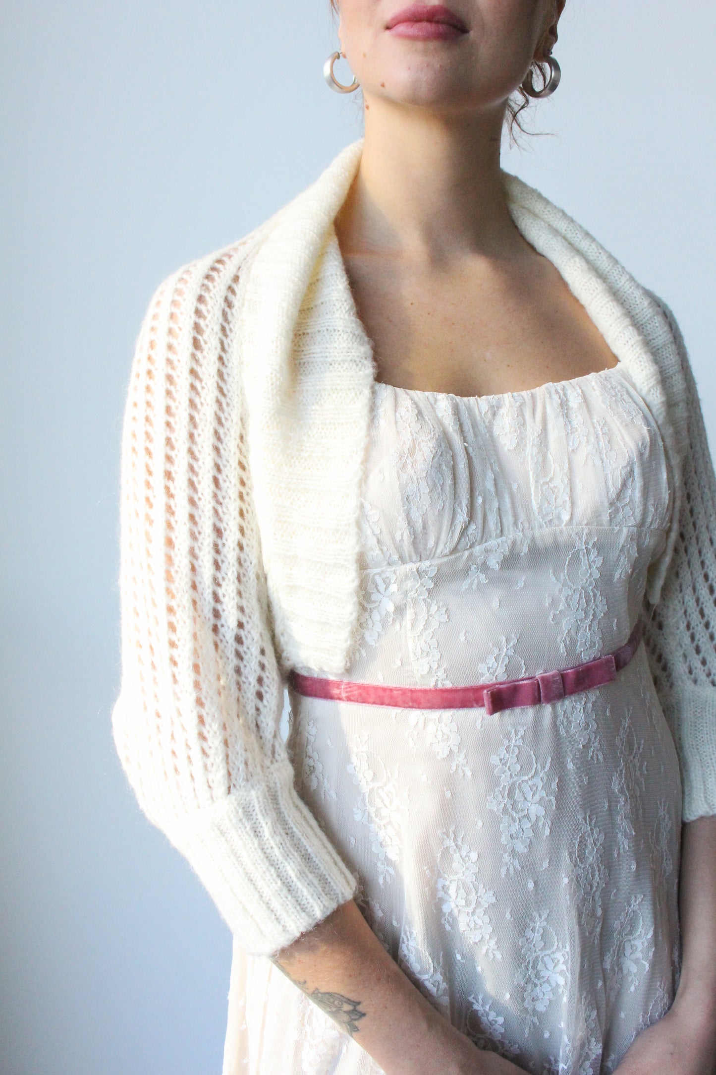 ivory knit bollero cardigan - SZ M