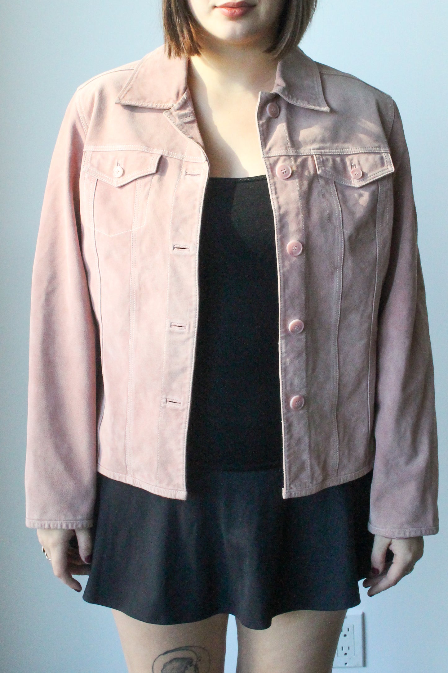 pink leather jacket - SZ L