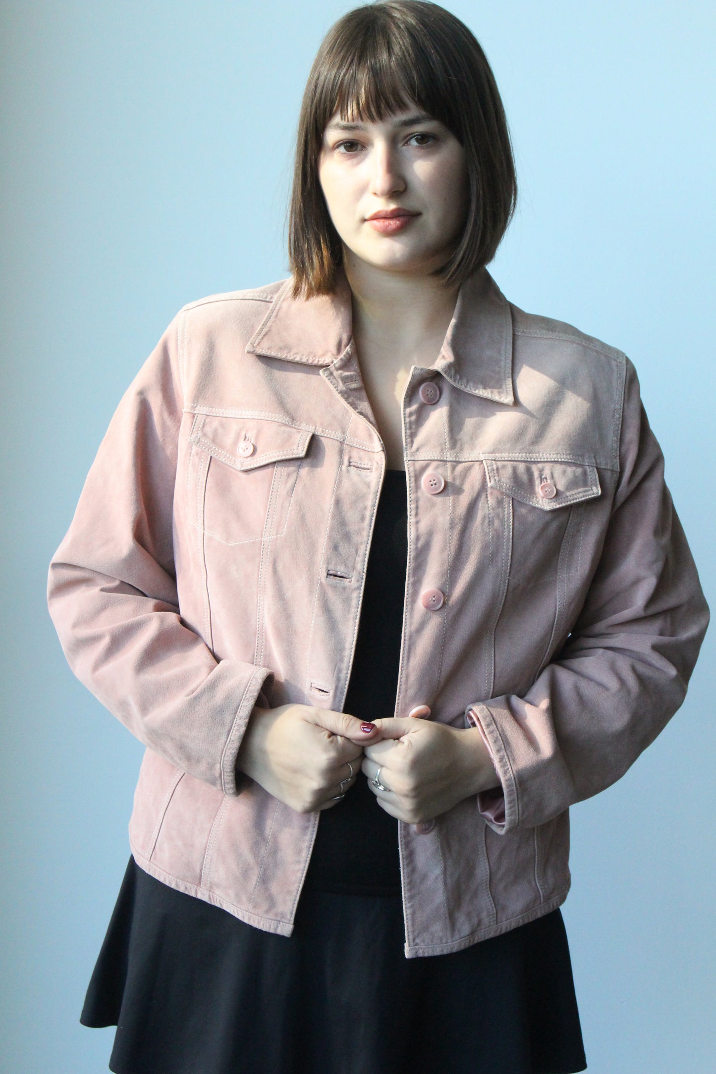 pink leather jacket - SZ L