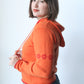 orange/red zip up knit hoodie - SZ M/L