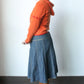 denim patchwork midi skirt - SZ L/XL