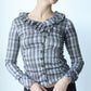 plaid asymmetric rufle blouse - SZ S