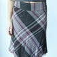 pink/ grey plaid midi skirt - SZ S