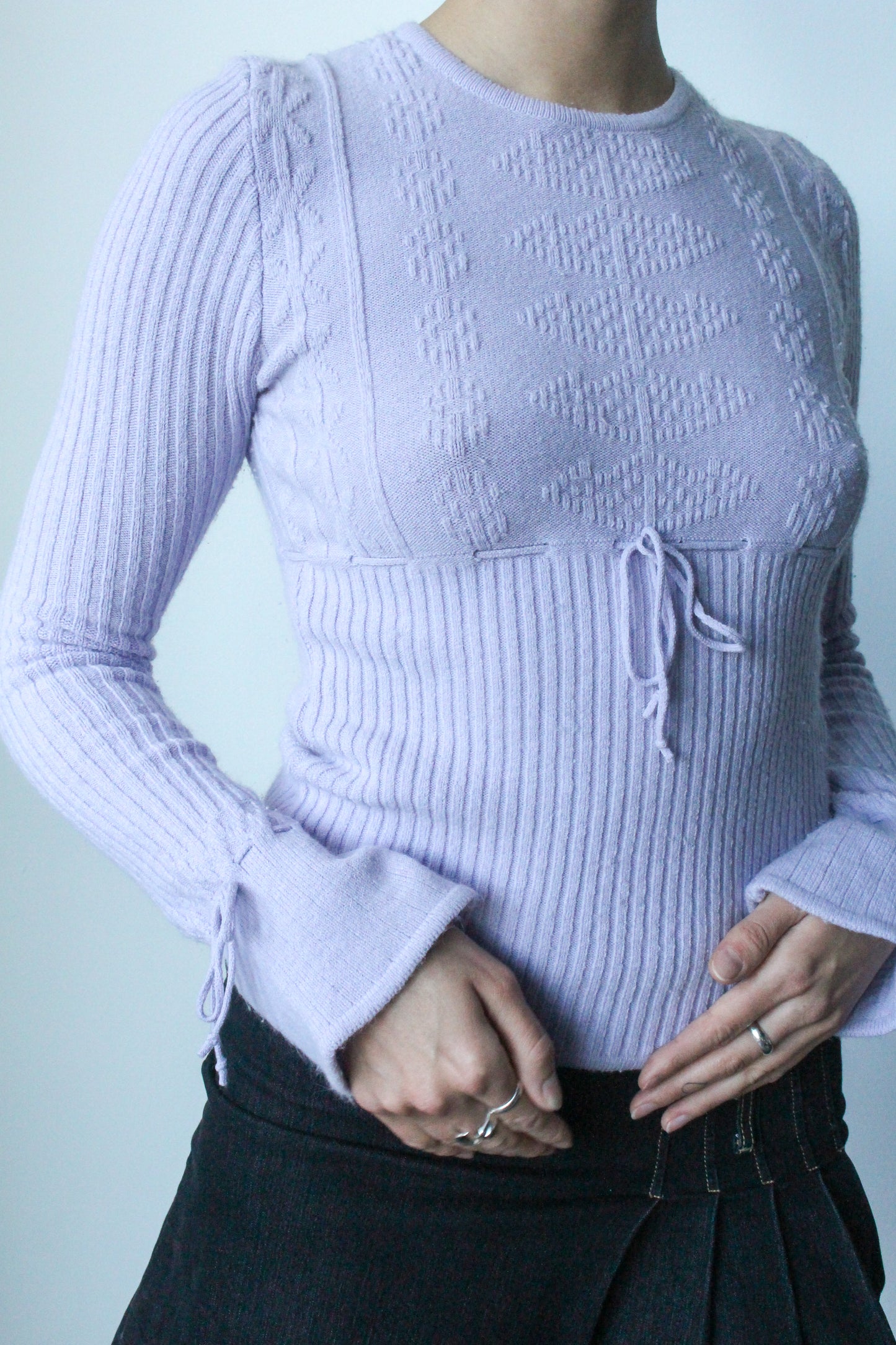 lilac purple bow sweater - SZ S/M