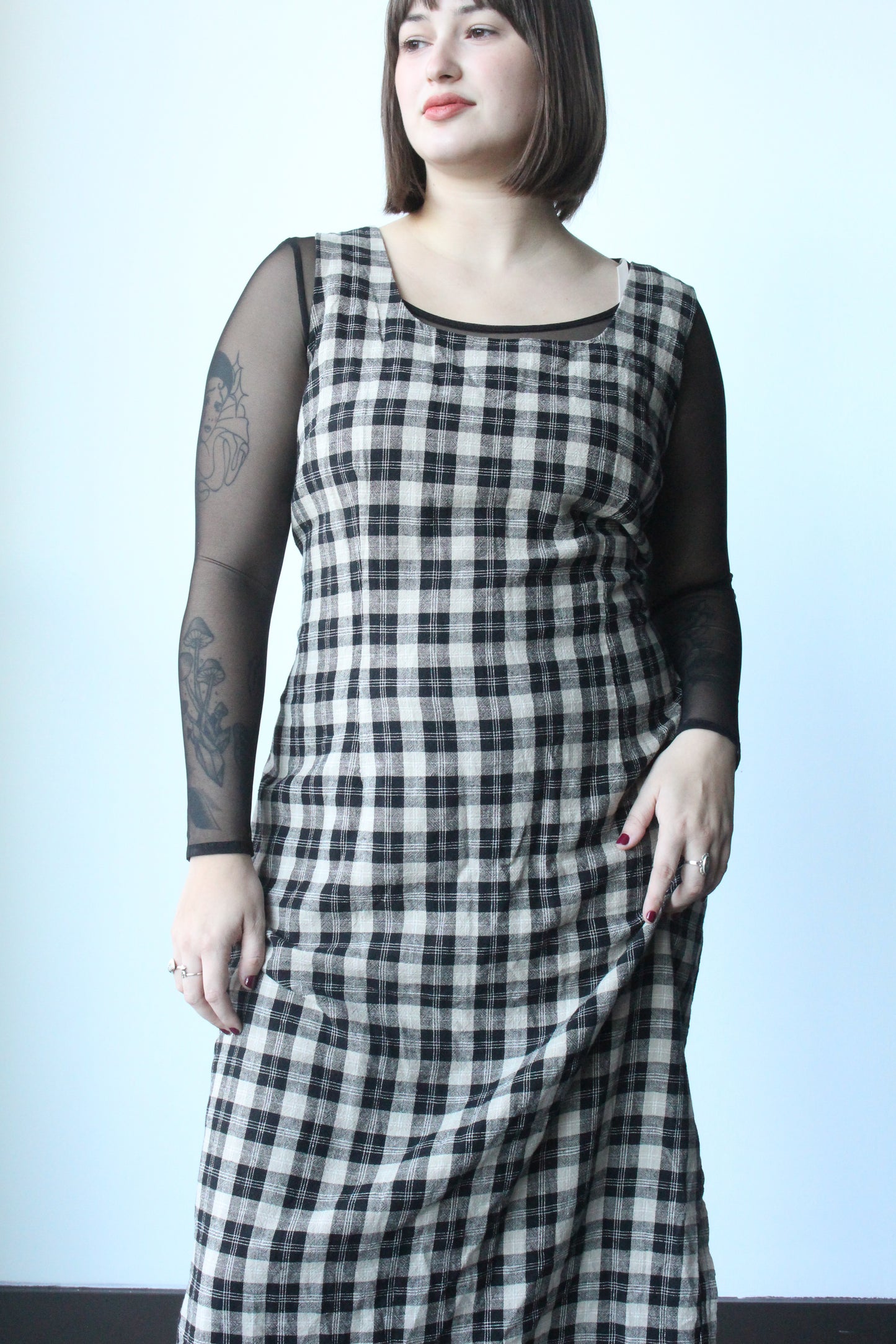 black & white plaid maxi dress - 2XL