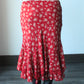 red & ivory floral maxi skirt - SZ XL