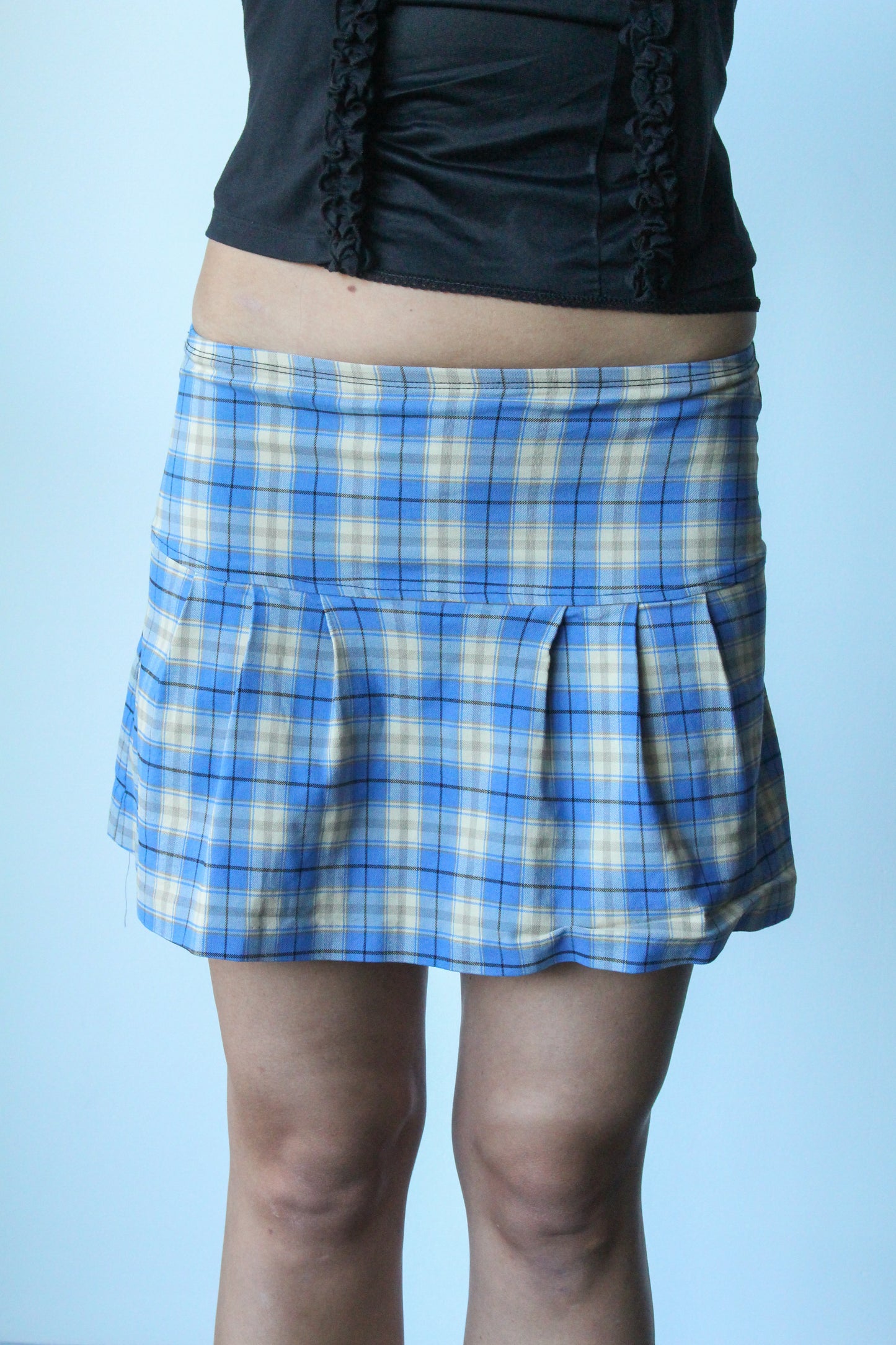 y2k blue & yellow plaid mini skirt - SZ S/M