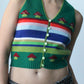 striped mushroom knit sweater vest - SZ XS/S