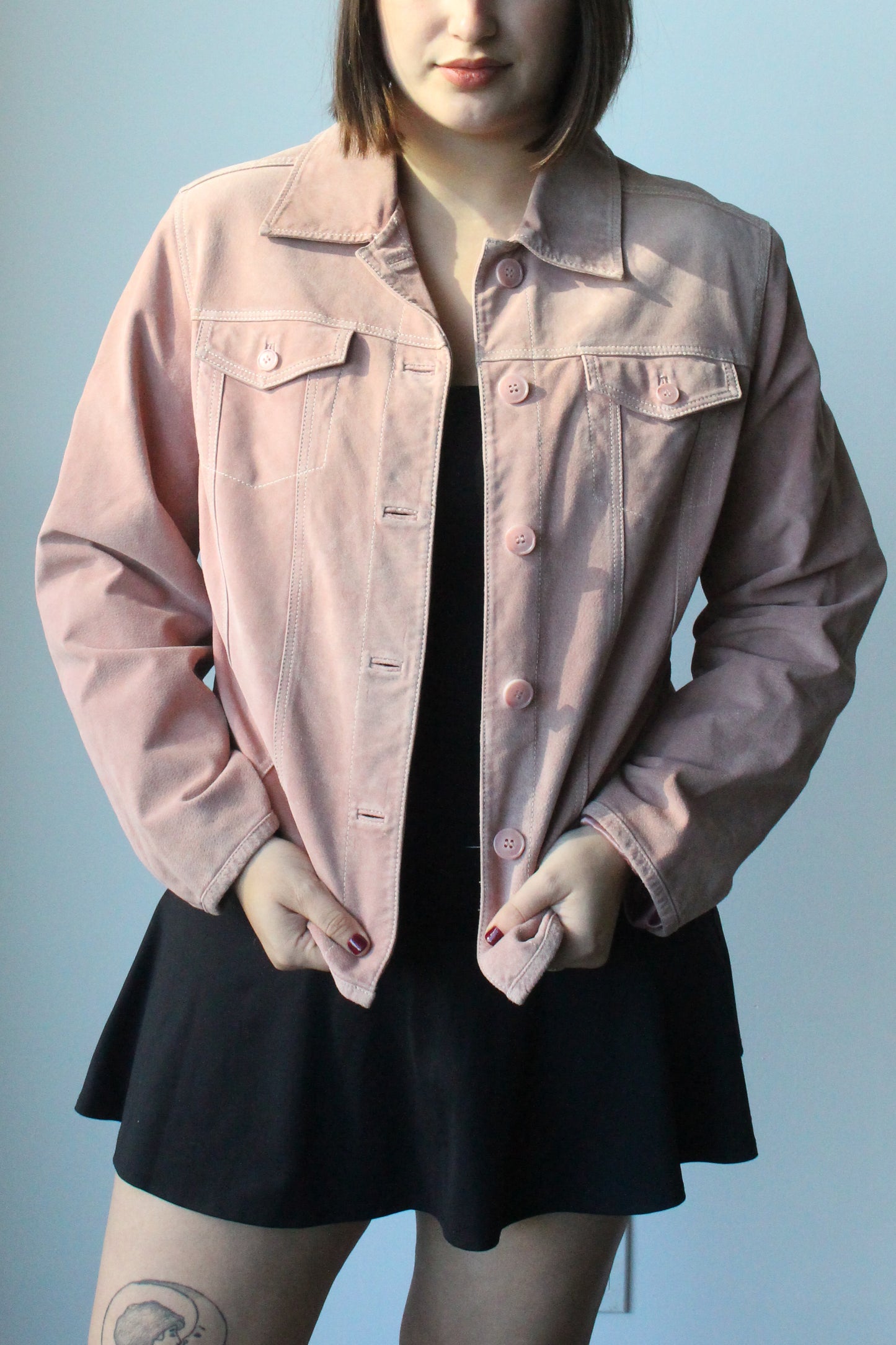 pink leather jacket - SZ L