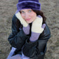 purple & ivory knit gloves