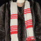 80s red & ivory stripe skinny scarf