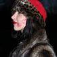 red cheetah fur trim hat